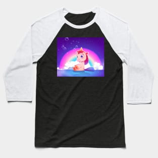 Cartoon cute unicorn with raibow Baseball T-Shirt